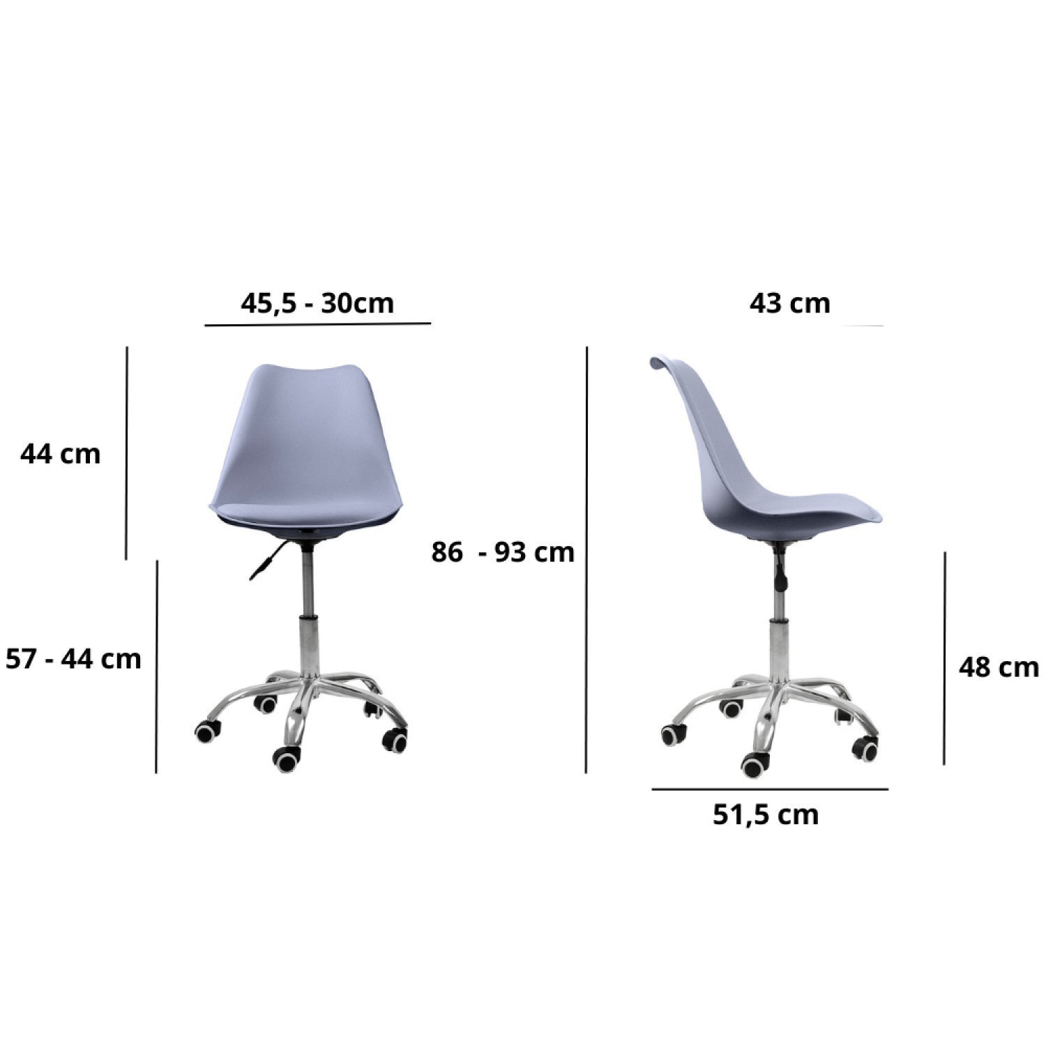 Cadeira Office Base Cromada com Rodizio Giratória Saarinen Oficial Webshop - 4