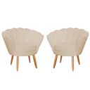 Ver imagem 1 de Kit 2 Poltronas Decorativa para Sala de Estar Charm Suede Bege - Montanaris Decor MD MONTANARIS DECO