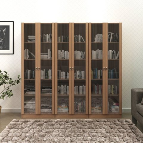 Kit 3 Armários para Escritório com Portas de Vidro ME4115