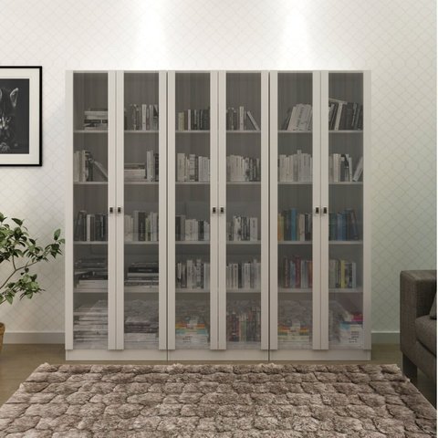 Kit 3 Armários para Escritório com Portas de Vidro ME4115