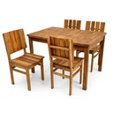 Ver imagem 2 de Conjunto Mesa com 4 Cadeiras de Madeira Maciça para Jardim e Varanda Marrom Ember