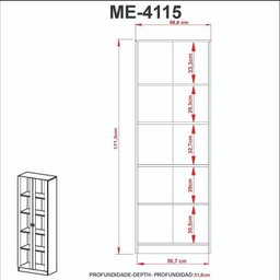 Kit 3 Armários para Escritório com Portas de Vidro ME4115 - 6