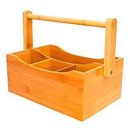 Porta Talheres com Alça em Bambu 25x15cm - 3