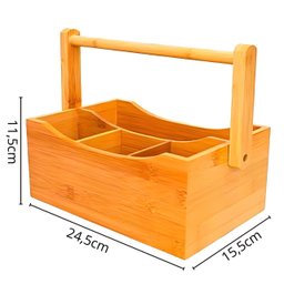 Porta Talheres com Alça em Bambu 25x15cm - 2