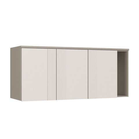 Módulo Aéreo para Quarto 3 Portas Elegance Cinza/Niquel/Blanc