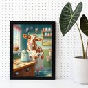 Ver imagem 2 de Quadro Decorativo Cozinha- Vaca Cozinheira 45x34cm - com Vidro:madeira Preta