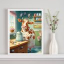 Ver imagem 1 de Quadro Decorativo Cozinha- Vaca Cozinheira 45x34cm - com Vidro:madeira Preta