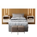 Ver imagem 2 de Cabeceira Ripado para Cama de Solteiro Maracá Nature com 2 Mesa de Cabeceira Jatobá com Led Offwhite