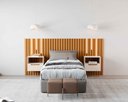 Ver imagem 4 de Cabeceira Ripado para Cama de Solteiro Maracá Nature com 2 Mesa de Cabeceira Jatobá com Led Offwhite
