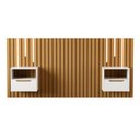 Ver imagem 3 de Cabeceira Ripado para Cama de Solteiro Maracá Nature com 2 Mesa de Cabeceira Jatobá com Led Offwhite