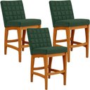 Ver imagem 2 de Kit 03 Banquetas Baixa Cozinha Bancada Bar Sala Jantar Fixa Mila L02 Facto Verde Musgo - Lyam Decor