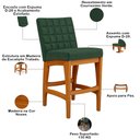Ver imagem 6 de Kit 03 Banquetas Baixa Cozinha Bancada Bar Sala Jantar Fixa Mila L02 Facto Verde Musgo - Lyam Decor