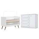 Ver imagem 1 de Berço Americano Q Encanto 3820 Retrô Branco Acetinado - Qmovi e Cômoda Infantil Americano Branco