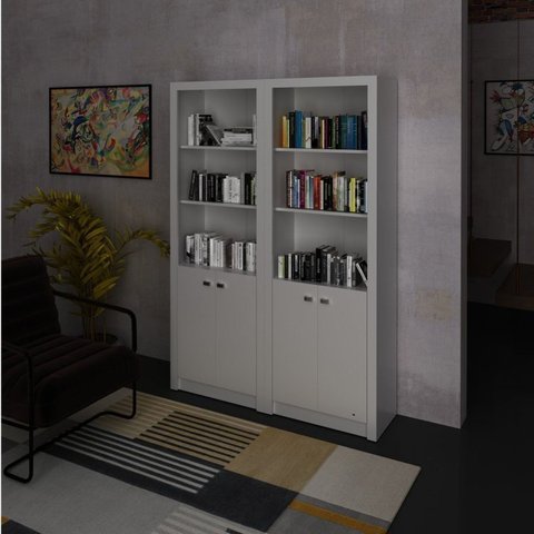 Kit 2 Armários para Escritório Aberto 2 Portas e 3 Prateleiras ME4110 Espresso Móveis Branco