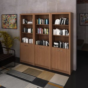 Kit 3 Armários para Escritório Aberto 2 Portas e 3 Prateleiras ME4110 Espresso Móveis