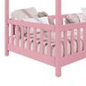 Cama Montessoriana Madeira Maciça Casa com Estrado Lisan Rosa - 5