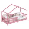 Cama Montessoriana Madeira Maciça Casa com Estrado Lisan Rosa - 2