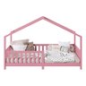 Cama Montessoriana Madeira Maciça Casa com Estrado Lisan Rosa - 3