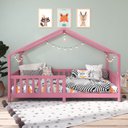 Ver mais imagens de Cama Montessoriana Madeira Maciça Casa com Estrado Lisan Rosa