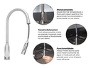 Ver imagem 6 de Torneira Monocomando Versatile Extensível em Aço Inox 304 Escovado Bica Giratória e Arejador