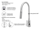 Ver imagem 4 de Torneira Monocomando Versatile Extensível em Aço Inox 304 Escovado Bica Giratória e Arejador