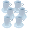 Kit Jogo 6 Xícaras Café, Chá 150ml Cônica Alta com Pires - Porcelana Branca (2) - 1