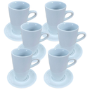 Ver imagem 1 de Kit Jogo 6 Xícaras Café, Chá 150ml Cônica Alta com Pires - Porcelana Branca (2)