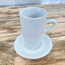 Ver imagem 3 de Kit Jogo 6 Xícaras Café, Chá 150ml Cônica Alta com Pires - Porcelana Branca (2)