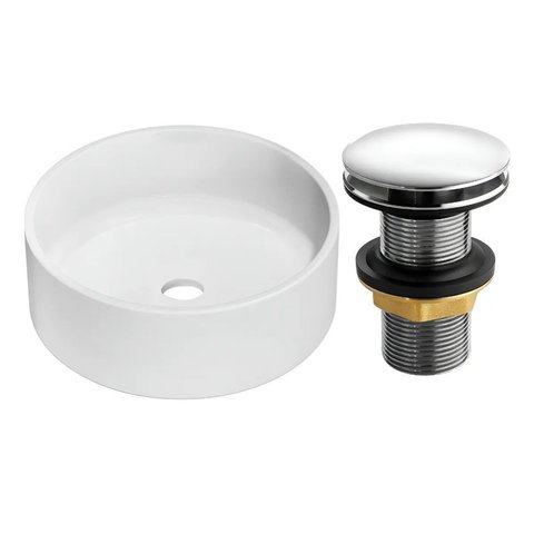 Kit Cuba Sobrepor Banheiro Redonda 35x35 e Válvula Click 7/8