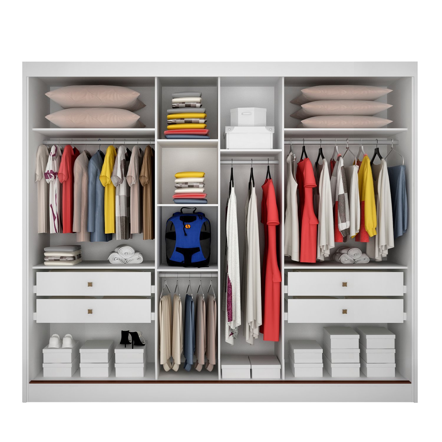 Guarda Roupa Casal 3 Portas 4 Gavetas Miami Novo Horizonte - 2