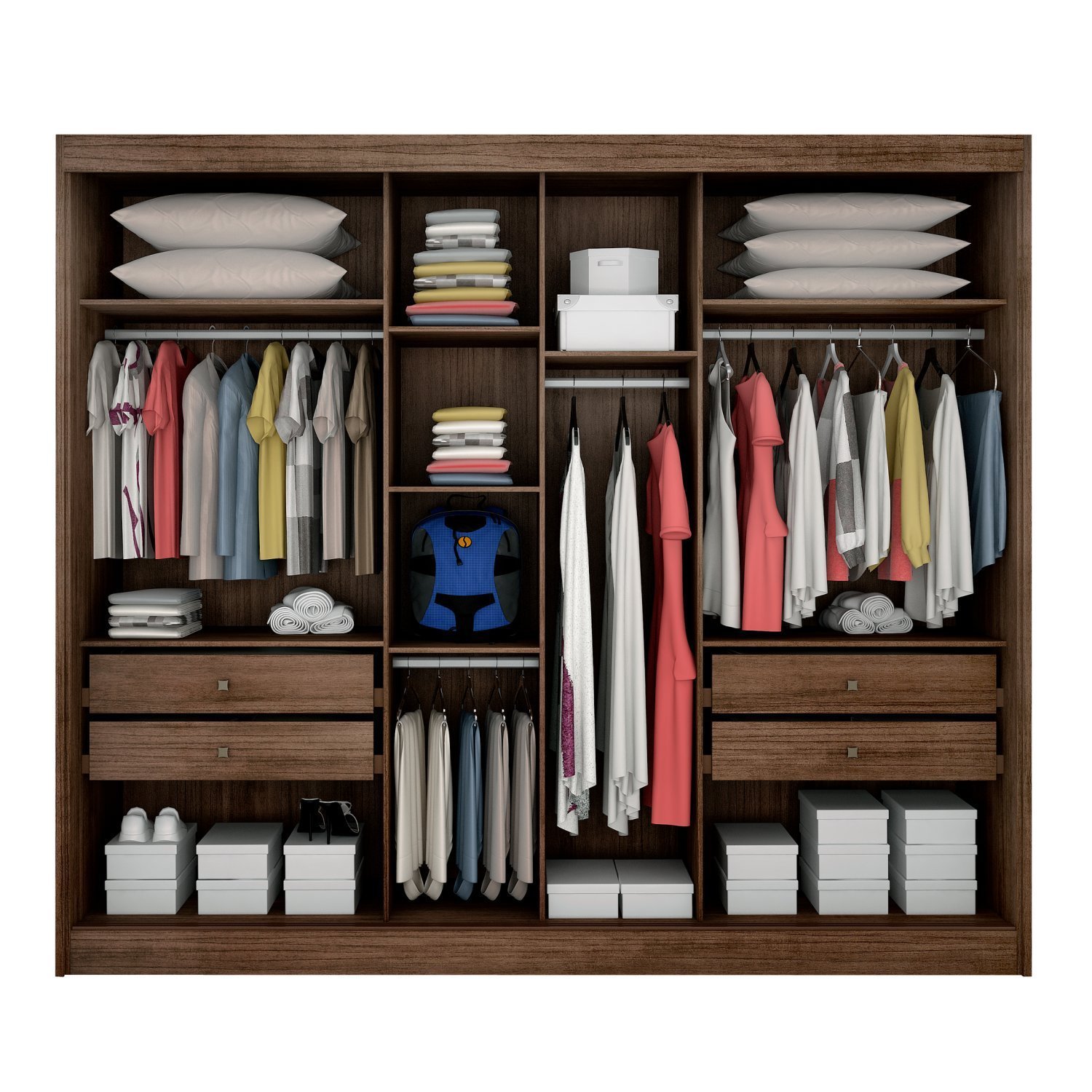 Guarda Roupa Casal 3 Portas 4 Gavetas Miami Novo Horizonte - 2