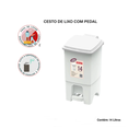 Ver imagem 3 de Cesto de Lixo Quadrado com Pedal 14 Litros Plástico Branco:branco