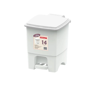 Cesto de Lixo Quadrado com Pedal 14 Litros Plástico Branco:branco