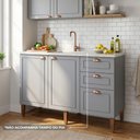 Ver imagem 2 de Balcão para Cozinha 120cm com 3 Portas e 2 Gavetas Americana Cinza Crystal