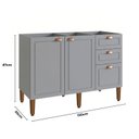 Ver imagem 2 de Balcão para Cozinha 120cm com 3 Portas e 2 Gavetas Americana Cinza Crystal