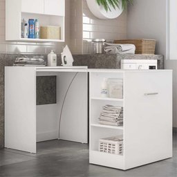 Armário Lavanderia / Mesa Dobrável Ibiza Multimóveis Branco - 1