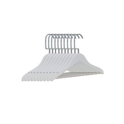 Cabide de Madeira Branco com Barra e Gancho Cromado – Kit 50 Unidades - 1
