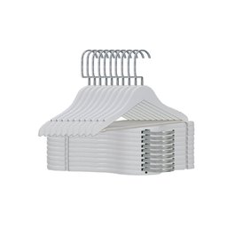 Cabide de Madeira Branco com Barra e Gancho Cromado – Kit 50 Unidades - 2