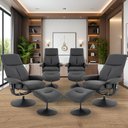 Ver imagem 2 de Kit 4 Poltronas de Massagem Reclinável e Giratória Detroit com Apoio de Pés Pu Preto G56 - Laura Lar