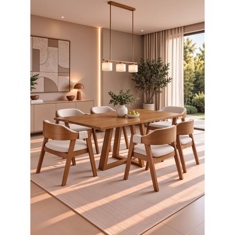 Conjunto Sala de Jantar 6 Lugares Freijó Siena - On Móveis