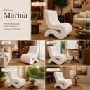 Ver mais imagens de Poltrona Decorativa Marina Corino Modena Orgânica Moderna Creme Corino Modena