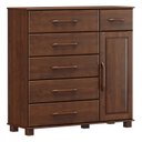 Ver imagem 2 de Cômoda 6 Gavetas 1 Porta em Madeira Maciça Ouro