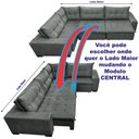 Ver imagem 5 de Sofa de Canto Retrátil e Reclinável com Molas Cama Inbox Oklahoma 3,65x2,51 ou 2,51x3,65 Cinza