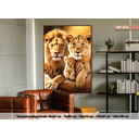 Ver imagem 1 de Quadro Decorativo Animais Leão Leoa e Filhotes