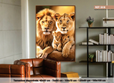 Ver imagem 1 de Quadro Decorativo Animais Leão Leoa e Filhotes