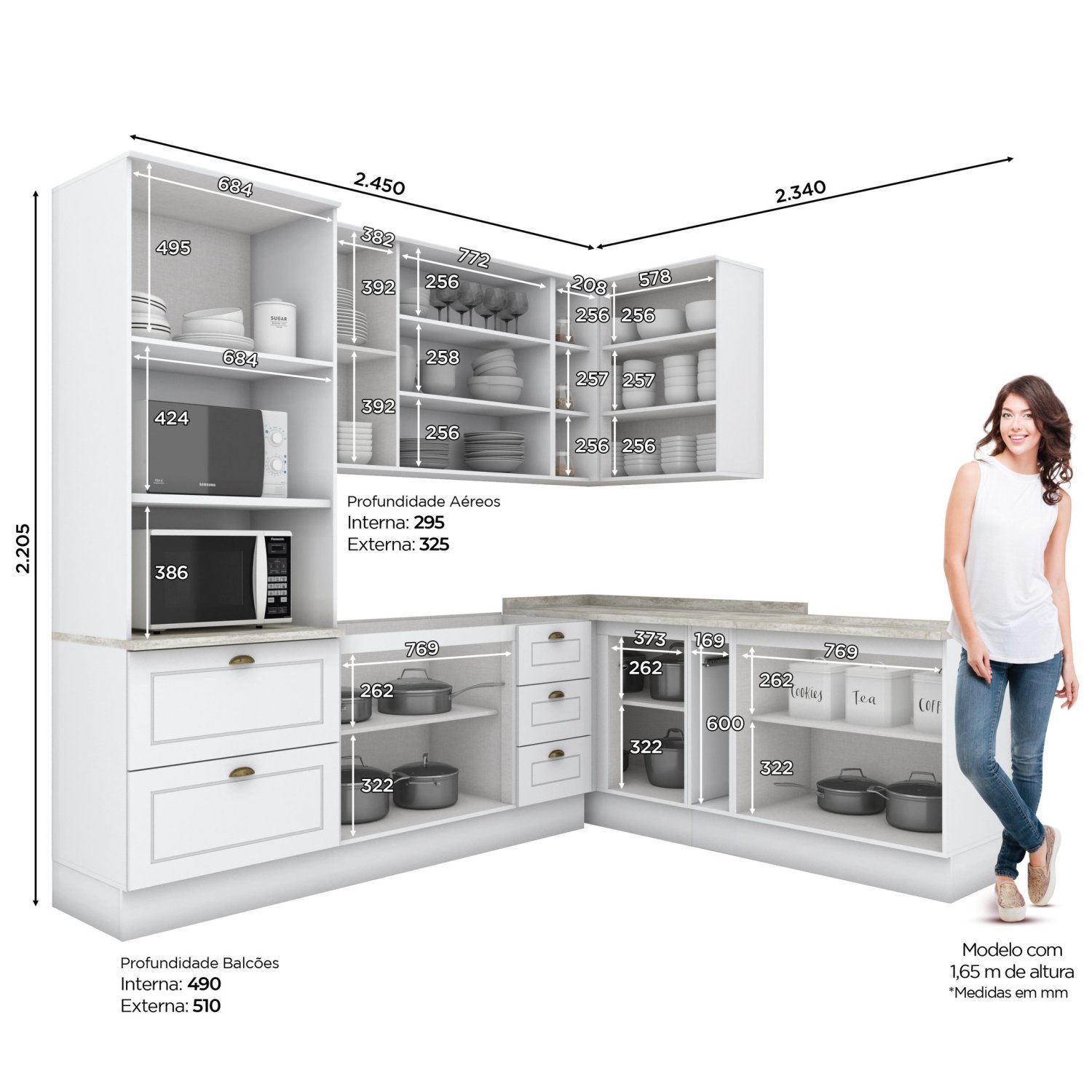 Cozinha Completa 7 Peças com Balcão e Tampo para Cooktop Emily - 3