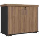 Ver imagem 1 de Balcão para Escritório com Chave Office Multiuso Atria Executiva A02 Nogal Preto - Lyam Decor