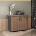 Ver imagem 2 de Balcão para Escritório com Chave Office Multiuso Atria Executiva A02 Nogal Preto - Lyam Decor