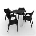Ver imagem 1 de Conjunto de Mesa Atto Rata com Pés em Alumínio e 4 Cadeiras Relic. Preto
