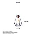 Ver imagem 2 de Kit 3 Pendentes Aramado Cristal 29 Cm Decorações Cor: Preto